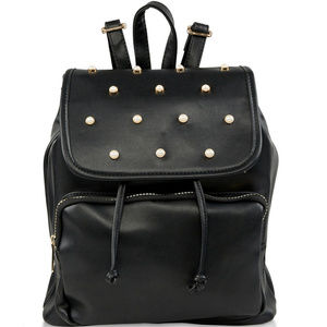 Black & White Pearl Stud Backpack Bag Purse NEW!